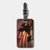 カウボーイとステアローピングとアメリカ国旗 ラゲッジタグ (正面縦)