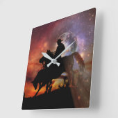 カウボーイとステア時計 スクエア壁時計 (傾斜)