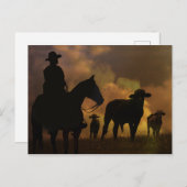 カウボーイとスティーズダストサンセットカントリー西部 ポストカード (正面/裏面)