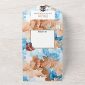 カウボーイとテディベア少年の赤ちゃんシャワー オールインワン招待状 (外側)