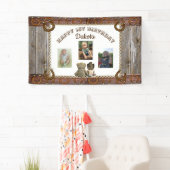 カウボーイとテディベア1st誕生日パーティーバナー 横断幕 (インサイチュ)