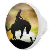 カウボーイとバッキング馬のノブとプル セラミックノブ (右)