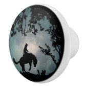 カウボーイとバッキング馬フルムーンデコールプル セラミックノブ (右)