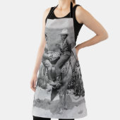 カウボーイとビジネス遊マンの市松模様にバの エプロン (インサイチュ)