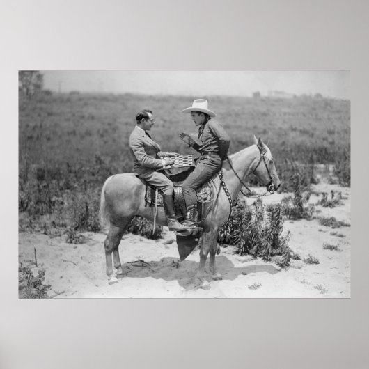 カウボーイとビジネス遊マンの市松模様にバの ポスター (正面)