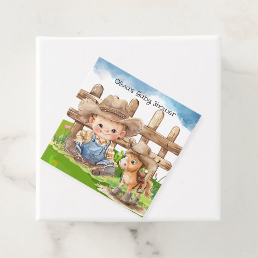 カウボーイとポニーホースボーイベビーシャワー フェイバータグ (インサイチュ)