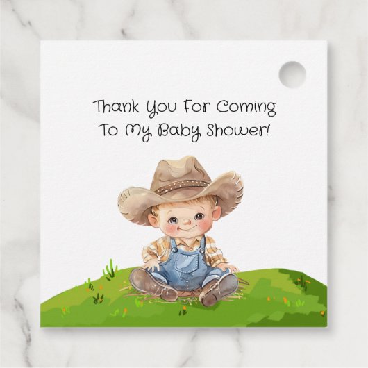 カウボーイとポニーホースボーイベビーシャワー フェイバータグ (裏面)
