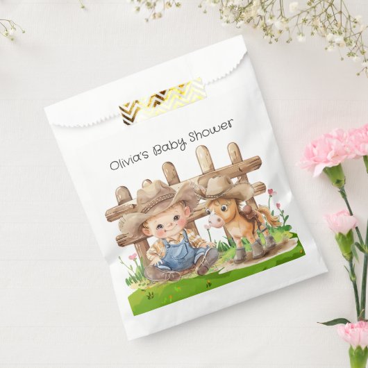 カウボーイとポニーホースボーイベビーシャワー フェイバーバッグ (封をした状態)