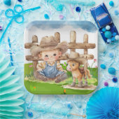 カウボーイとポニーホースボーイベビーシャワー ペーパープレート (パーティー)