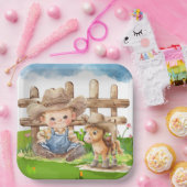 カウボーイとポニーホースボーイベビーシャワー ペーパープレート (パーティー)