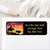 カウボーイとロングホーンのステアラベル ラベル (インサイチュ)