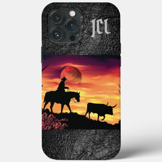 カウボーイとロングホーンのiPhoneケース Case-Mate iPhoneケース (裏面)