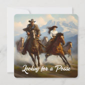 カウボーイと女性のカーボーイがポーズを探す 招待状 (正面)