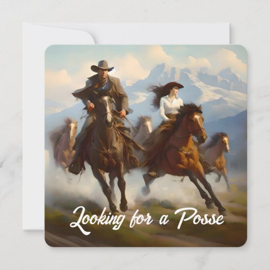 カウボーイと女性のカーボーイがポーズを探す 招待状 (正面)