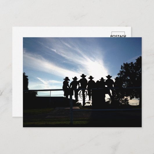 カウボーイと女性のカーボーイの若者を囲む ポストカード (正面/裏面)