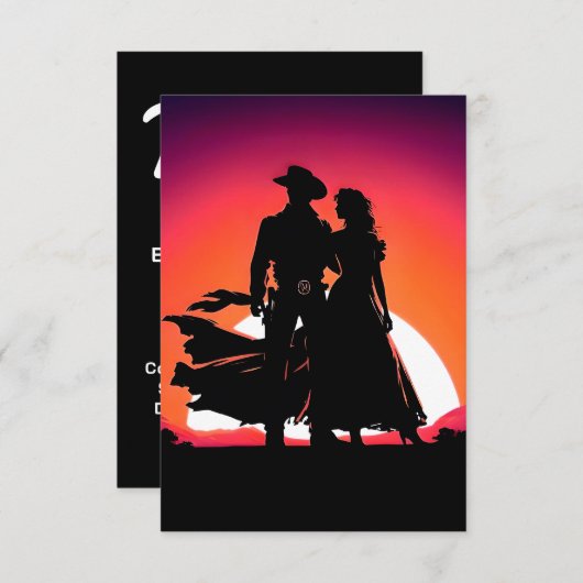 カウボーイと女性のカーボーイアットサンダウン エンクロージャーカード (正面/裏面)