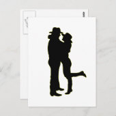 カウボーイと女性のカーボーイインラブシルエット ポストカード (正面/裏面)