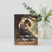 カウボーイと女性のカーボーイキスをする日付の保存 ポストカード (スタンド正面)