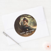 カウボーイと女性のカーボーイキスをする結婚ズ ラウンドシール (封筒)