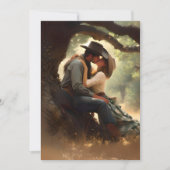 カウボーイと女性のカーボーイキスをする結婚ズ 招待状 (正面)