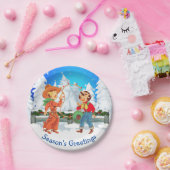 カウボーイと女性のカーボーイキッズウィンターシーンロープライト ペーパープレート (パーティー)