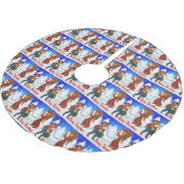 カウボーイと女性のカーボーイキッズウィンターメリークリスマス ブラッシュドポリエステルツリースカート (アングル)