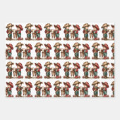 カウボーイと女性のカーボーイキッズカントリークリスマス ラッピングペーパーシート (正面3)