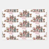 カウボーイと女性のカーボーイキッズカントリークリスマス ラッピングペーパーシート (正面3)