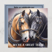 カウボーイと女性のカーボーイ素晴らしチーム記念日 招待状 (正面/裏面)