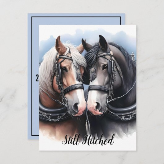 カウボーイと女性のカーボーイ素晴らしチーム記念日 招待状 (正面/裏面)