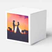 カウボーイと女性のカーボーイ結婚のシルエット フェイバーボックス (裏面サイド)