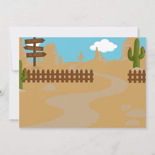 カウボーイと女性のカーボーイ誕生日の招待状ワイルドウエスト 招待状 (裏面)