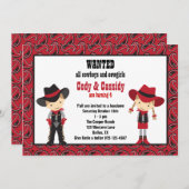 カウボーイと女性のカーボーイ誕生日招待状 招待状 (正面/裏面)