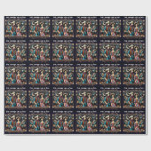 カウボーイと女性ブラックと金ゴールド ラッピングペーパー (フラット)