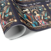 カウボーイと女性ブラックと金ゴールド ラッピングペーパー (ロールコーナー)