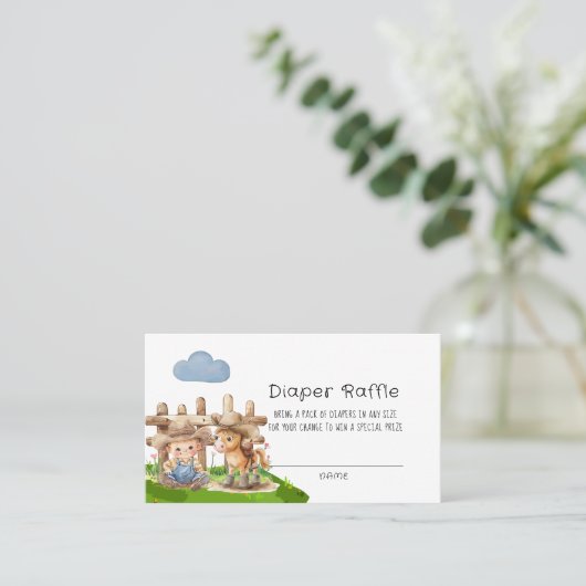 カウボーイと彼のポニーホースボーイおむつラッフル 名刺 (スタンド正面)