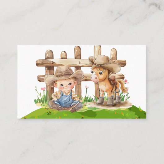 カウボーイと彼のポニーホースボーイおむつラッフル 名刺 (裏面)