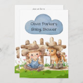 カウボーイと彼の馬の少年の赤ちゃんシャワー 招待状 (正面/裏面)