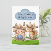 カウボーイと彼の馬の少年ベビーシャワー 招待状 (スタンド正面)