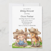 カウボーイと彼の馬の少年ベビーシャワー 招待状 (裏面)