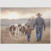 カウボーイと息子の手を牛と切り離す 薄葉紙 (正面)