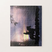 カウボーイと牛の冬のドライブ ジグソーパズル (縦)