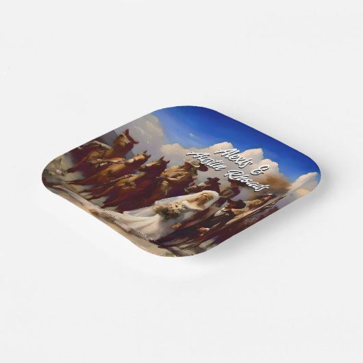 カウボーイと花嫁のアウトドア結婚ズ ペーパープレート (傾斜あり)