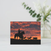 カウボーイと野生馬のラウンドアップ ポストカード (スタンド正面)