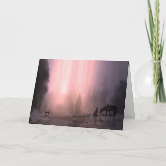 カウボーイと馬のカスタマイズ可能なクリスマスカード シーズンカード (正面)