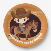カウボーイと馬のロデオ 誕生日 ペーパープレート (正面)