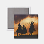 カウボーイと馬のロープ マグネット (正面/裏面)