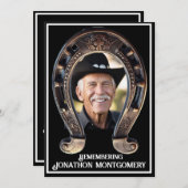 カウボーイと馬蹄生命のお祝い 招待状 (正面/裏面)