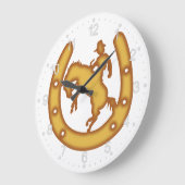カウボーイと馬蹄類の看板 ラージ壁時計 (傾斜)