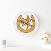 カウボーイと馬蹄類の看板 ラージ壁時計 (ホーム)